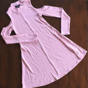 Link Dusty Pink Cold Shoulder Mock Neck Dress